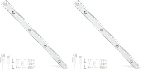 Alyvisun Luz LED Armario Recargable 60 cm [iluminación corrugada Cat Eye] con Sensor Movimiento - Instalación Magnética, 3 Colores de Luz y Brillo Ajustable para Gabinete, Pasillo, Escaleras, Cocina