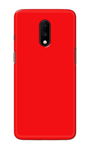 Image of Printed Hard Back Cover Case for OnePlus 6T | OnePlus 7 Back Cover (Plain Red) -1803