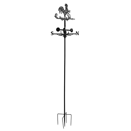 NDNCZDHC Lawn Weather Vane with Iron Ornament, Iron Wind Direction Vane, Garden Weather Vane for Garden Decor, Farmhouse, Garden(Rooster)