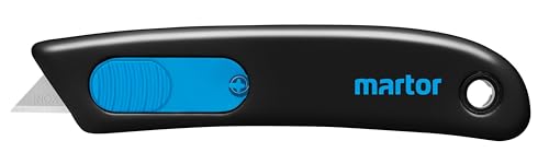 MARTOR Sicherheitsmesser Mit Klingeneinzug, mit rostfreier Klinge, SECUNORM SMARTCUT, Profi Cuttermesser, Klein, Leicht, Rechts- & Linkshänder, Einweg, GS Geprüft