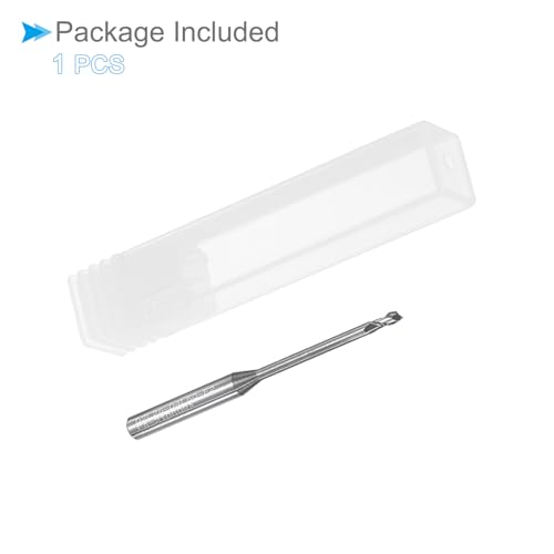 Image of Square Nose End Mill, 2mm x 25mm Cutting, Long Reach Carbide 2 Flutes CNC Router Bits - (Applications: for Aluminum Copper Metal Plastic Wood)