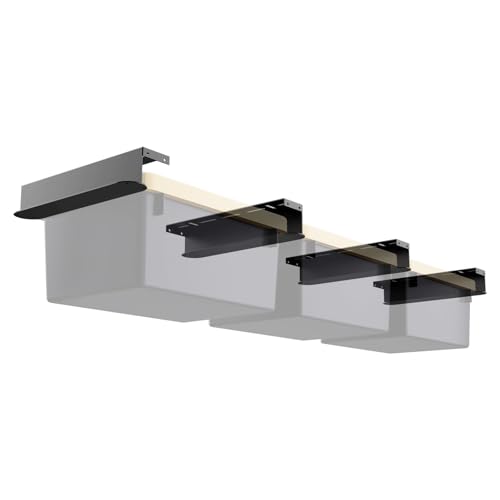 Andorm Updated 2 Set Overhead Garage Storage Rack Heavy Duty 13 Gauge, Ceiling Bin Storage Rack for Tote Container, Garage Storage Organization System Black