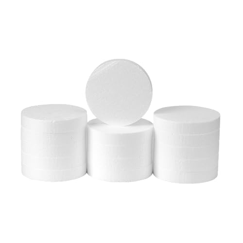 Crafare 5 Inch Foam Circles for Crafts 15 PCS 1 Inch Thick Round Polystyrene Circles White for Wedding Holiday Christmas Crafts Making and School Projects DIY