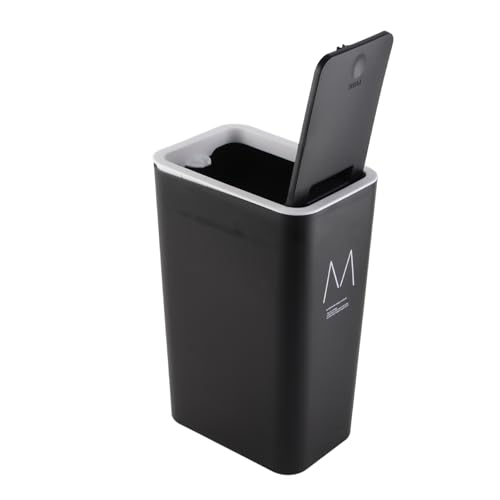 Image of 22x15.5x33cm Household Garbage Cans Sealed Large Capacity Odorless with Press Top Plastic Trash Bin for Home Kitchen Living Room(Black)