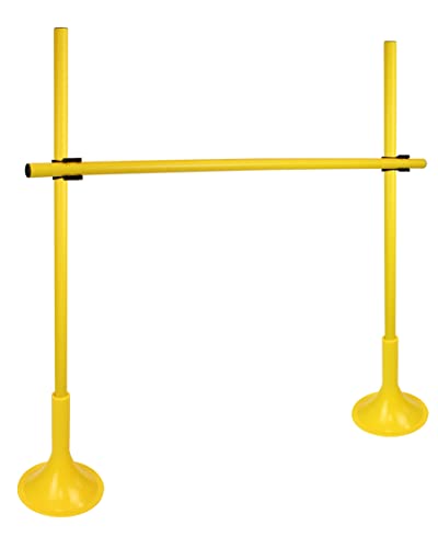 SPORTIKEL24 Set di ostacoli con aste da 100 cm – Ø 32 mm – Giallo – Blocco clip regolabile in altezza per agility & allenamento tecnico – Per agility, coordinazione e allenamento di calcio