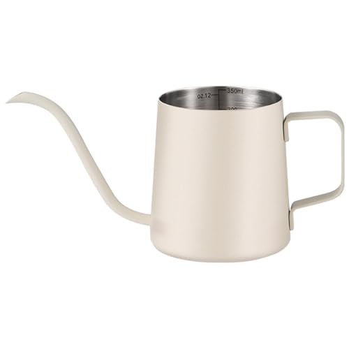 コーヒーポット 咖啡壶 コーヒー ドリップポット コーヒー ケトル 350ML 細口ポット 吊り下げ式 ハンドドリップ用 耳付きデザイン ブラック プレゼント ギフト 誕生日 記念日 退職祝い オフィス アウトドアにも最適 ホワイトのサムネイル