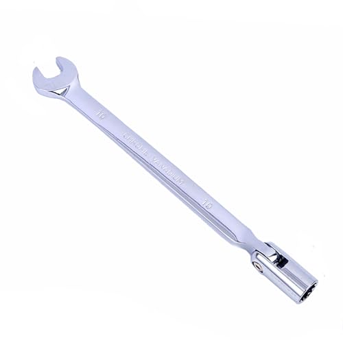Image of Vokenforu 10mm Socket Spanner, Ratchet Combination Wrench, Hardened Chrome Vanadium Steel Open End Spanner Metric