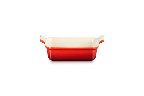 Le Creuset Rechteckige Auflaufform Tradition aus Steinzeug, 19 cm, 1.1 Liter, Kirschrot, 71102190600001