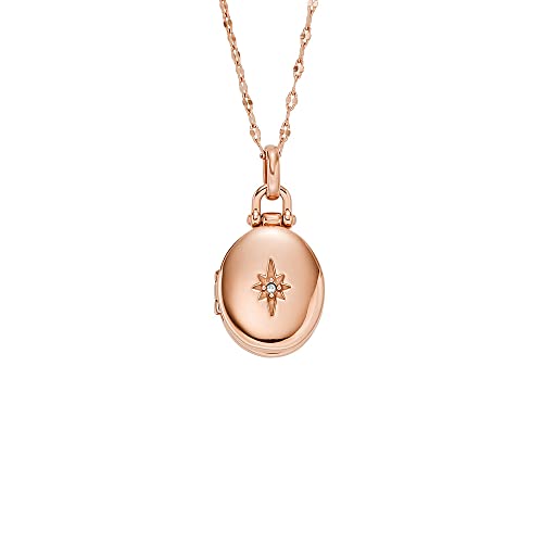Collier pour femmes Fossil en acier doré rose, le bijou idéal de vos tenues de bureau au dîner