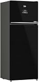 BEKOGLOBAL Fridge Freezer, 455L Gross, 406L Net No-Frost, 70cm Width, Black, HarvestFresh Technology - RDNE455M20XBIDB