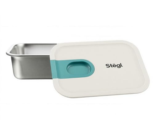 Image of STEGL 1050ml Rectangle Glide-ease Stainless Steel Food Storage Container | Premium 304 Grade Stainless Steel Base | One-Handed Easy-Slide Unlock Lid with Pull-Ring | Airtight & Leak-Proof