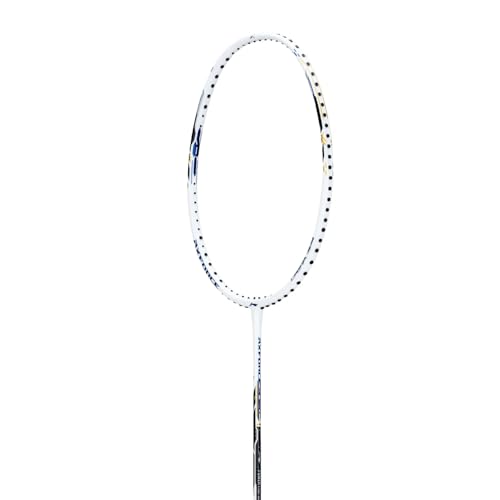 Image of Li-Ning Axforce Blast Strung Badminton Racquet for Professional Players|Powerful Smashes|Flexible Shaft|70-75 Grams|Maximum String Tension - 27lbs, White /Blue Sapphire