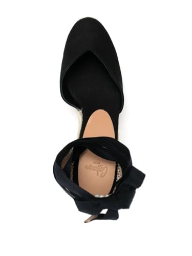 Castañer Women's Espadrille Heel Chiara Ecru Embossed in RASE with Bow Closure and Height of 11 cm | Size 393