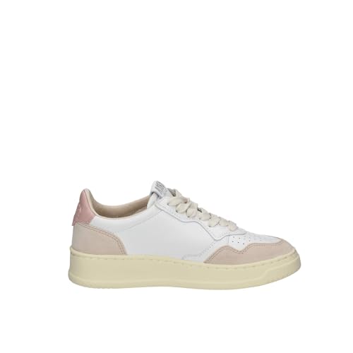 AULW LS37 Women's Leather and Suede Sneakers Shoes White-Pink4