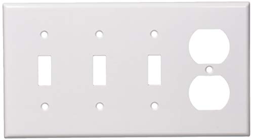 Plaque Leviton quadruple pour centraliser 3 interrupteurs et prise