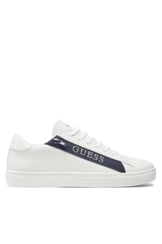 GUESS - Zapatillas con logo con cremallera de piel sintética para hombre, Los blancos., 41 EU