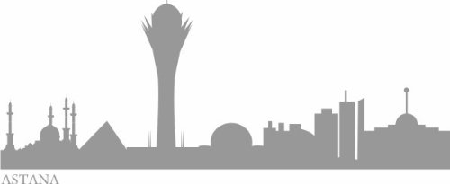 INDIGOS UG - Decalcomanie da muro - adesivi da parete - Murale - E515 Skyline città - ASTANA (Kazakistan) 160 x 60 cm - Rosa - Decorazione per soggiorno, camera dei bambini, ufficio, scuola