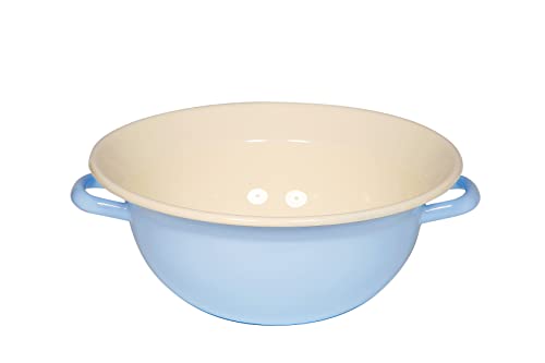 Riess 0297-006 Weitling 32 CLASSIC - BUNT/PASTELL Farbe Blau Durchmesser 32 cm Höhe 13.3 cm Inhalt 6 Liter Emaille Schüssel mit 2 Griffen