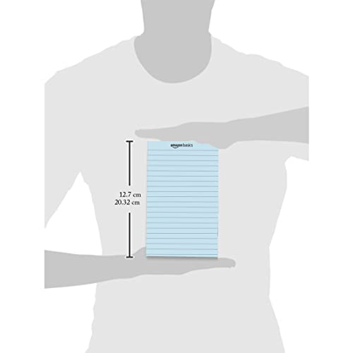 Image of amazon basics Wide Ruled 5X 8 - Inch 50-Sheet Lined Writing Note Pad Blue - Pack Of 12
