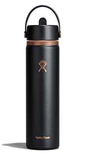 Image of Hydro Flask Water Bottle - Insulated Stainless Steel - Wide Straw Lid, Non Spill, Leakproof in 24 Oz Black Arc