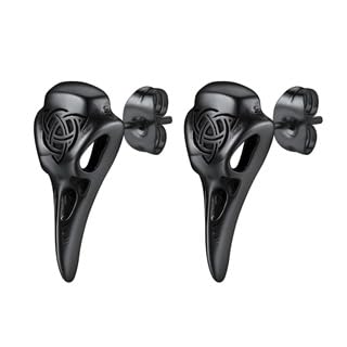 Pendientes vikingos de cuervo Flongo en acero hipoalergénico para hombre