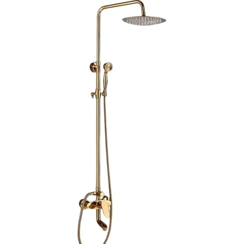 Système de douche doré avec mitigeur chic en laiton pour salle de bain moderne