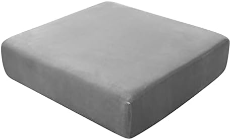 BXFUL Sofa Seat Cushion Covers, Sofa Cushion Slipcovers Stretch Velvet, Couch Cushion Covers Replacement for Individual Cushion with Elastic Fabric (2-Seater,Dark Gray)