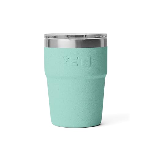 Image of YETI Rambler 16 oz Stackable Tumbler, Vacuum Insulated, Stainless Steel with MagSlider Lid, Sea Stone