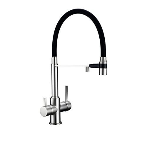 Robinet de cuisine mitigeur 3 voies avec douchette extractible et montage sur plage