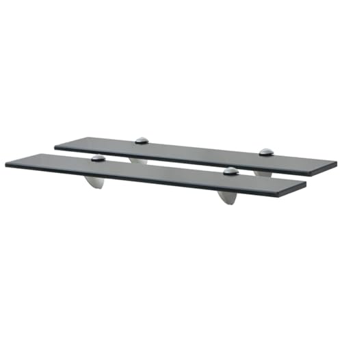 Vopese Estantes flotantes 2 Unidades Vidrio 8 mm 60x10 cm,baldas flotantes Pared repisas de Pared baldas de Cristal estanterias de baño, para Baño Y Cocina Negro