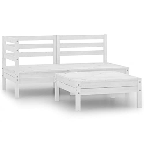 Solivagant Salon de Jardin 3 pcs Bois de pin Massif Blanc,(24.68 KG)