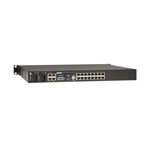 Image of Eaton 16-Port Rack KVM Over IP Switch, Cat5 /Cat5e, Virtual Media Connection, 2 Remote /1 Local User, Free Software, VGA or HDMI KVM, 1U Rackmount, TAA Compliant, 3-Year Warranty (B064-016-02-IPH)