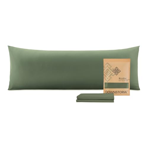 DOWNSTORIA Body Pillow Cover Ultra Soft Microfiber Long Pillowcase Envelope Closure Large Pillow Cases 20x54 inch (Olive Green)