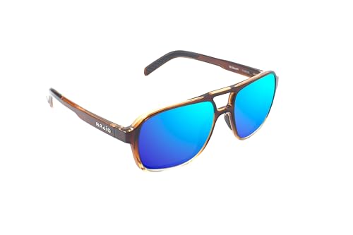 Bajío 12 South – Polarized Sunglasses – Whiskey Fade Gloss – Blue Mirror Glass Lens – Large Fit – Color Enhancing Lens • Pilot Shape Frame