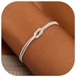 KOHOTA Silver Gold Bracelets for Women Trendy 14K Gold Plated Bracelet for Women Non Tarnish Dainty Stackable Layered Chain Heart Pearl Knot Beaded Bracelets Stack Set Charm Mothers Day Jewelry Gifts