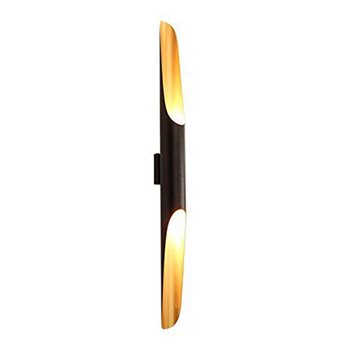 LFsem 60CM Applique Murale Interieur Postmoderne Or et Noir En Aluminium Applique Lampe Murale Creative Tube Oblique Tube De Bambou Lampe de Mur pour Chambre Salon Hôtel E27 (Tube unique) Cover