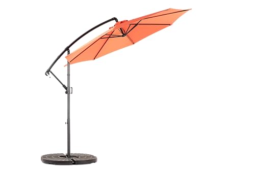 Paraguas rectangular doble naranja de jardin con manivela 2