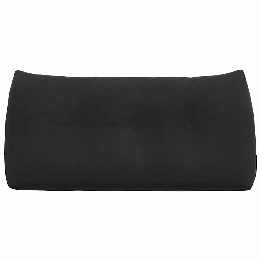 Samt Rückenkissen 100 x 24 x 50 cm Schwarz mit Polyesterfüllung, ergonomisches Kissen mit Seitentasche und abnehmbarem Bezug für Sofa, Bett und Büro