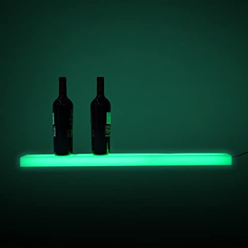 Gdrasuya10 2 Pack LED Liquor Bottle Display Shelf Wall Mounted Lighted Bar Shelf Floating LED Shelves with Remote Control for Home Commercial Bar