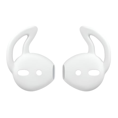 Image of Scalebee Silicone Ear Tips & Hooks for Apple AirPods /EarPods, White | Anti-Slip Sport Design, Anti-Drop Gel, Soft Covers, Compatible with AirPods /EarPods
