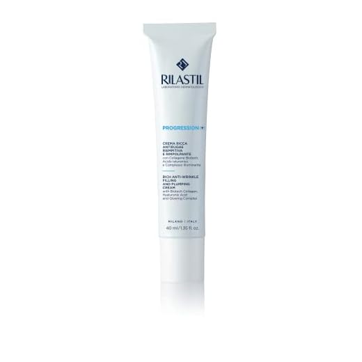 Rilastil Progression Plus, Crema Ricca Antirughe Riempitiva e Rimpolpante, Trattamento Rughe Marcate, Antiaging, Rimpolpante per Pelli Mature con Collagen, Acido Ialuronico, Confezione da 40 ml