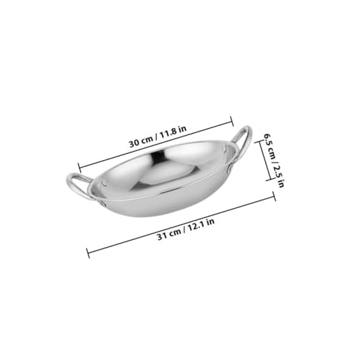 Wok de acero inoxidable 32 cm fondo redondo con doble asa miniatura 2