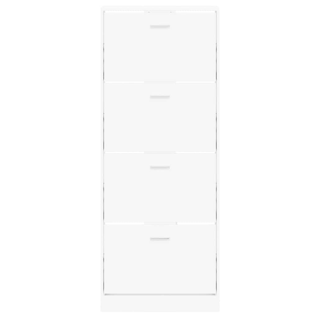 Biała szafka na buty 59x17x150 cm drewno kompozytowe 4 szuflady