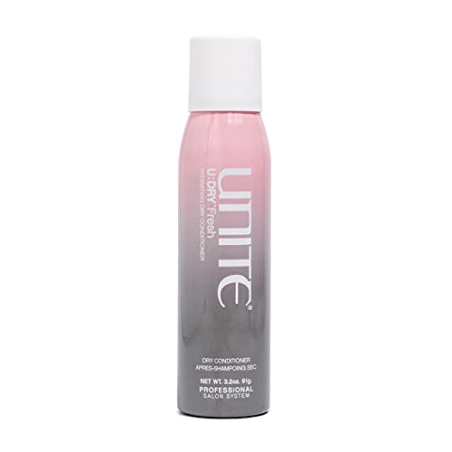 UNITE Hair U:DRY Fresh Waterless Dry Conditioner Spray to Restore Moisture Soften & Smooth Between Washes UV & Thermal Protection 3.2 Oz