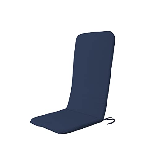 PARAMAISON Cuscino Copri Sedia Sdraio da Giardino Relax 120, Universale, con Laccetti ed Elastico, Imbottito 3cm, 45x120 cm Blu
