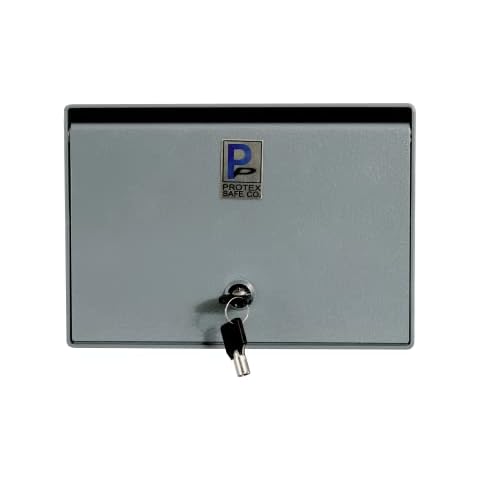 Protex Check and Letter Drop Box Safe (SDB-200), for Cash, Checks and envelopes, Saw-Toothed Baffle, Powder Coated Grey Finish, Pre-drilled anchoring Holes Cover