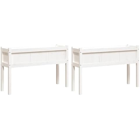 vidaXL White Solid Pine Wood Planters Cover