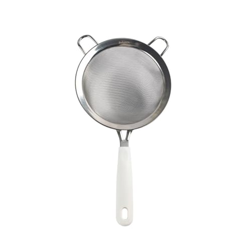 YIZITU Tamiz de harina de acero inoxidable, colador de malla fina, colador de alimentos de cocina con mango reforzado, coladores de malla fina