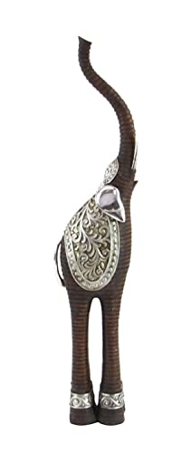 Deco 79 Eclectic Polystone Elephant Sculpture, 8" X 5" X 38", Brown #TOP2