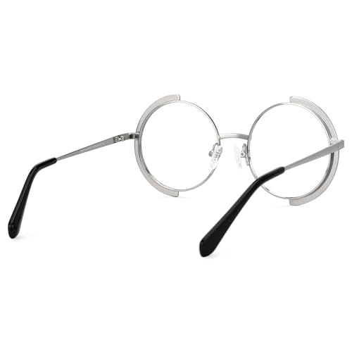 Image of Zeelool Vintage Metal Round Eyeglasses Frame for Women with Non-prescription Clear Lens ZJGM351423